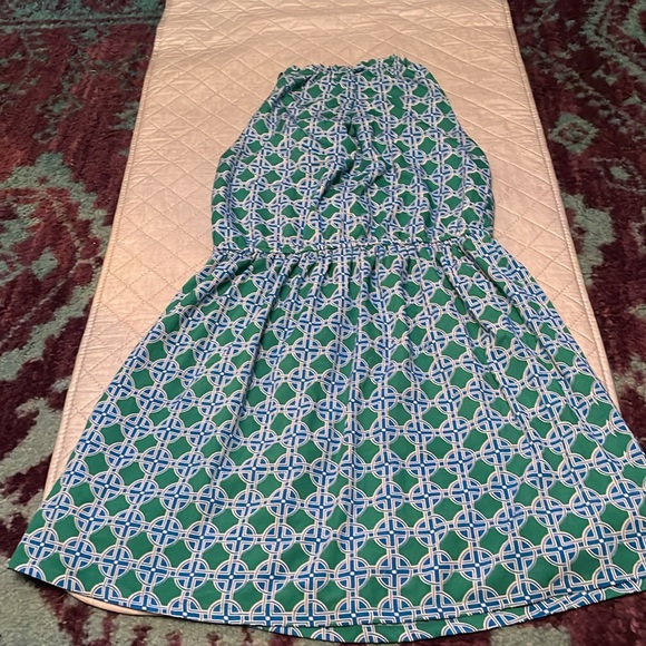 Green mosaic print halter mini dress - Picture 2 of 4